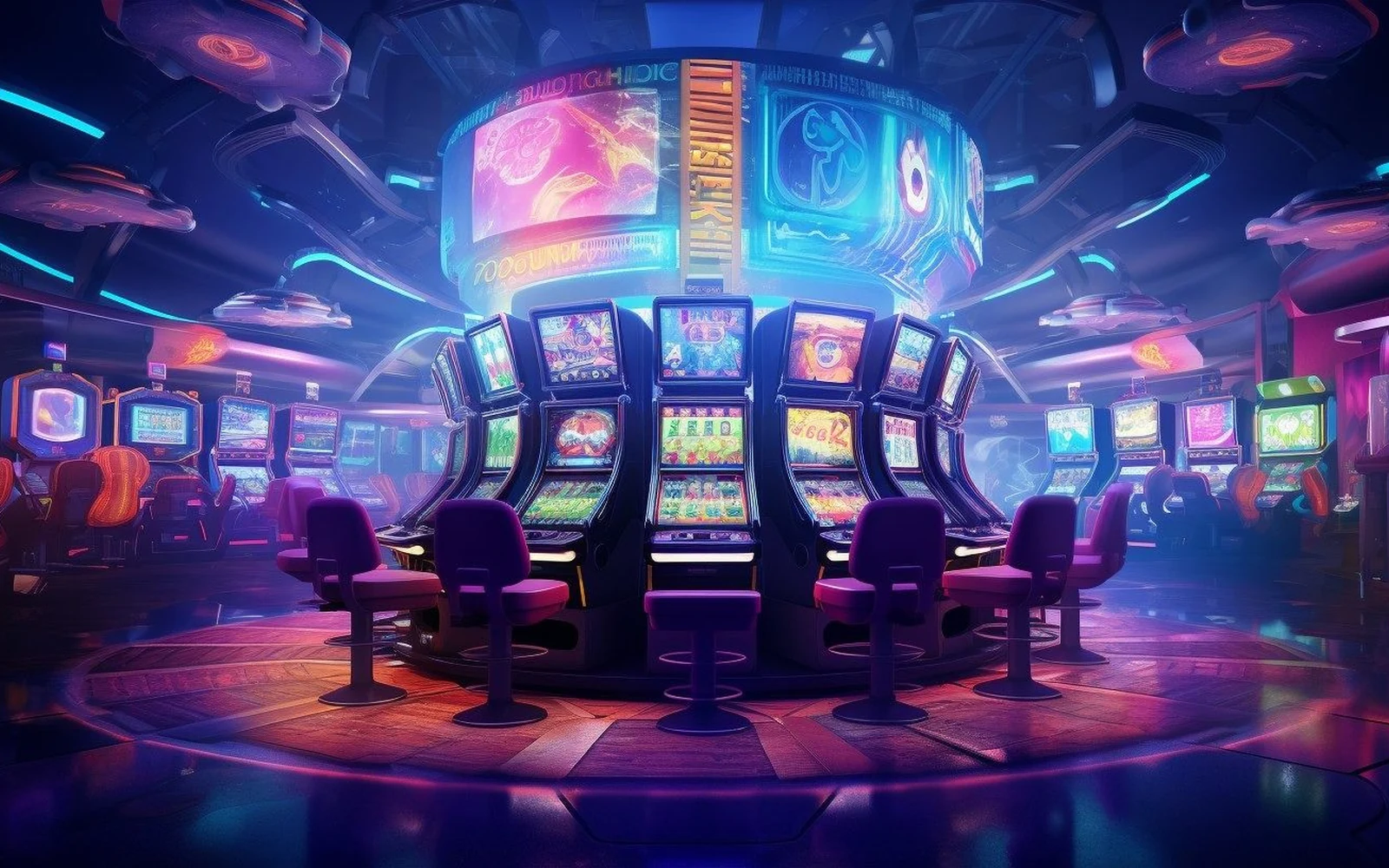 Permainan slot pada layar digital dengan panel reel dan simbol bonus